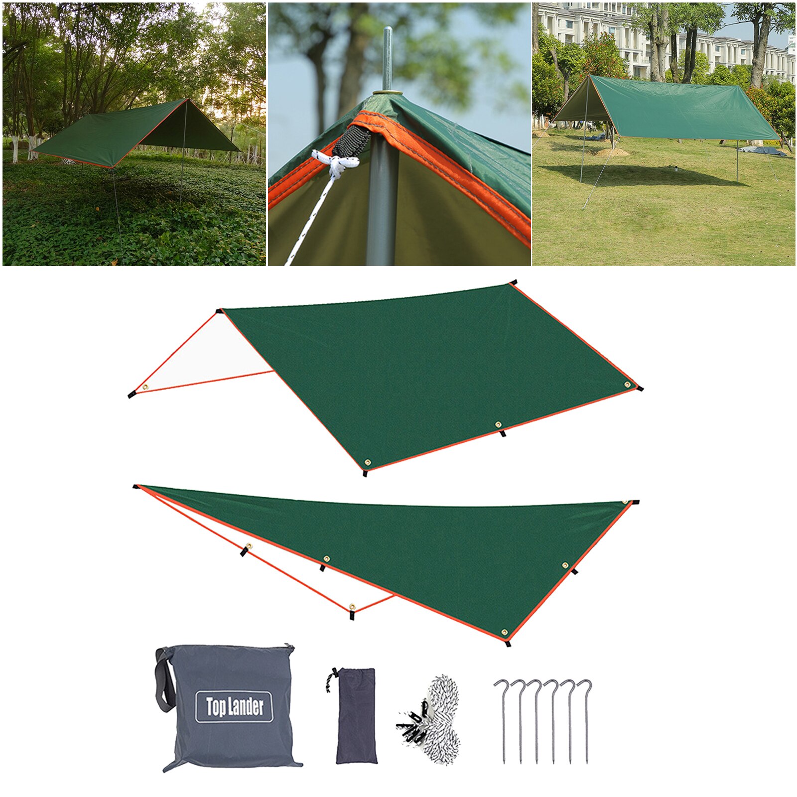 Waterdichte Tarp Draagbare Outdoor Camping Reizen Luifel Backpacken Tarp Onderdak Regen Tarp Luifel Luifel Duurzaam Covers: 300x300cm