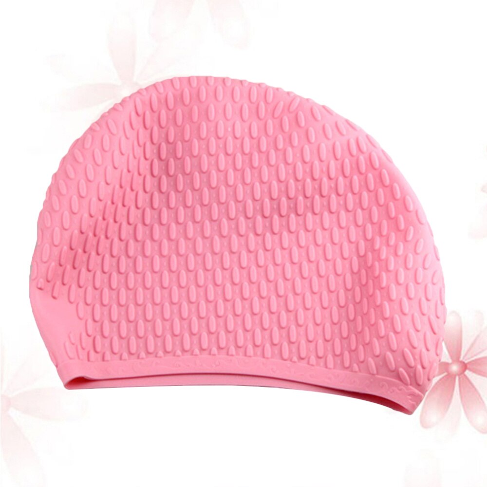 1pc badmutsen praktische lang haar oorbescherming badmutsen zwembadhoed siliconen badmuts voor dames dames: Roze