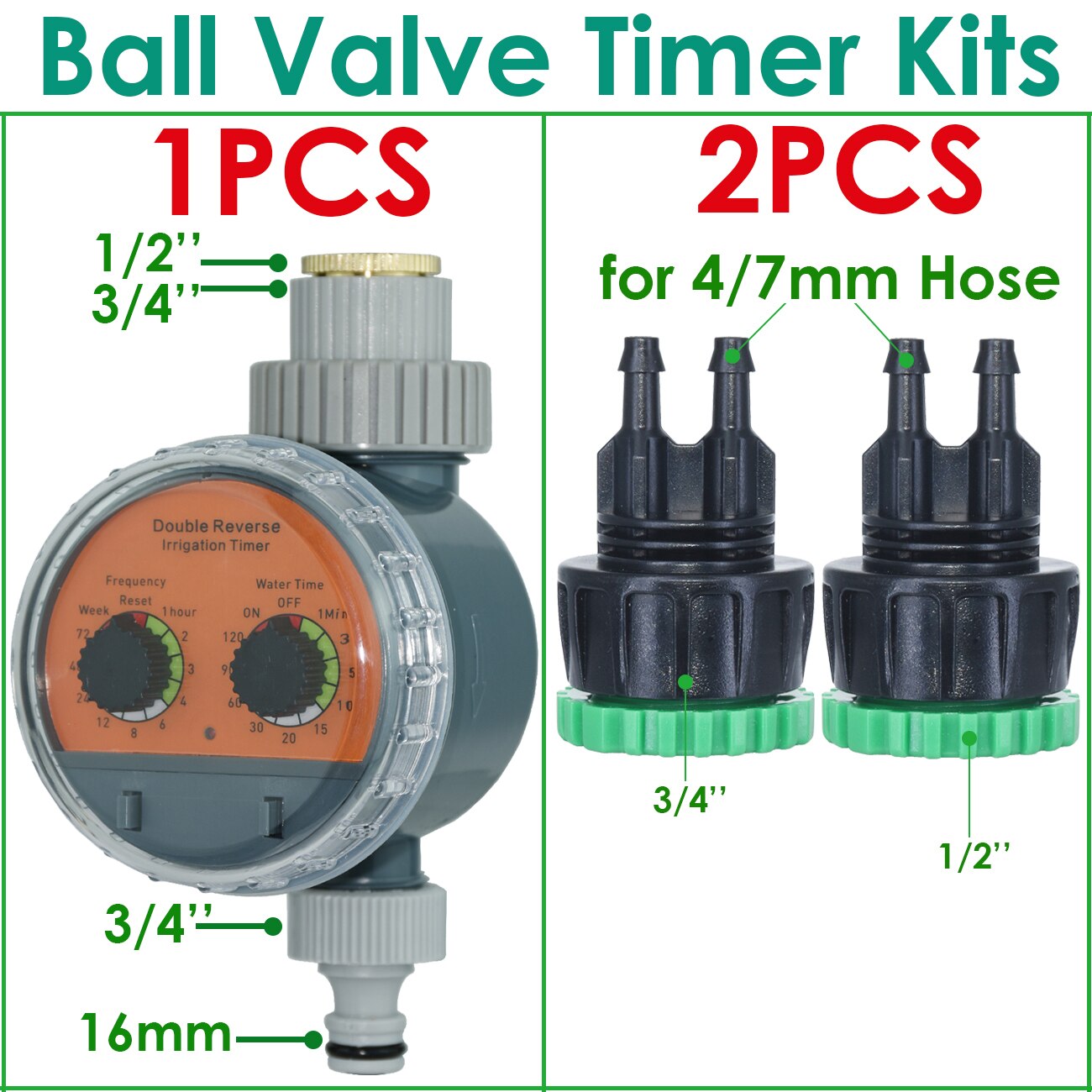 Garden Ball Valve Water Timer Double Dial Automatic Electronic Watering Timer Home Garden Irrigation Irrigator Controller System: Burgundy