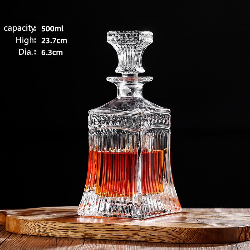 Luxe Loodvrij Glas Whisky Fles Decanter Set Whisky Karaf Fles Whisky Karaf Fles Wijn Thuis Bar Vodka Bier Bott: Donkergrijs