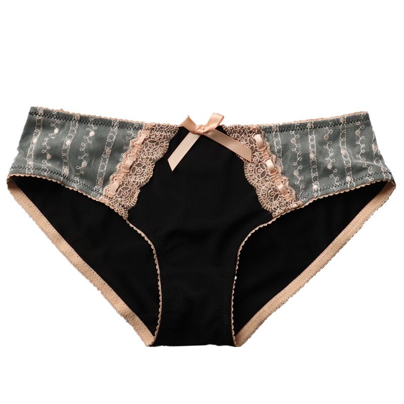 Bragas de encaje bordado Retro japonés para mujer, ropa interior bonita de talla grande, cintura baja, caderas, seda de hielo, transpirable