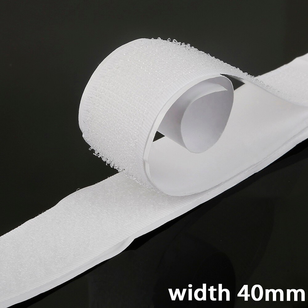 16/20/25/30/40mm*1M Black White Hook and Loop Fastener Tape Magic Nylon Sticker Adhesive Hook Loop Discs Tape Sewing Strong Glue: 40mm White