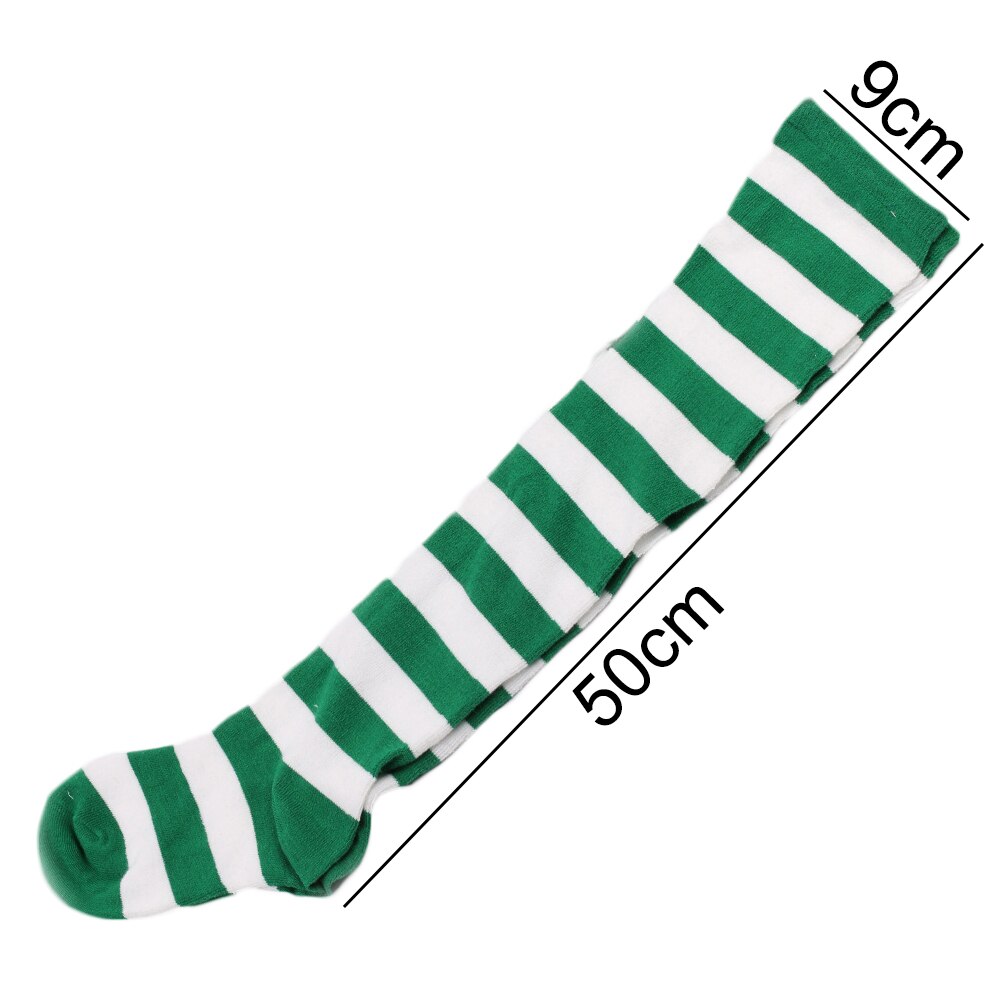 Long Stripe Printed Thigh High Striped Cotton Socks Women Christmas Color Striped Over The Knee Thigh High Stockings