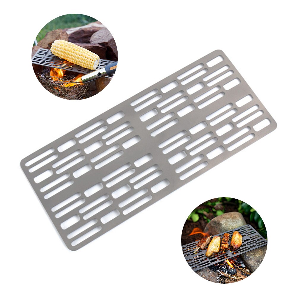 Titanium Charcoal Bbq Grill Barbecue Plate Camping Hiking Outdoor Grill Net Portable