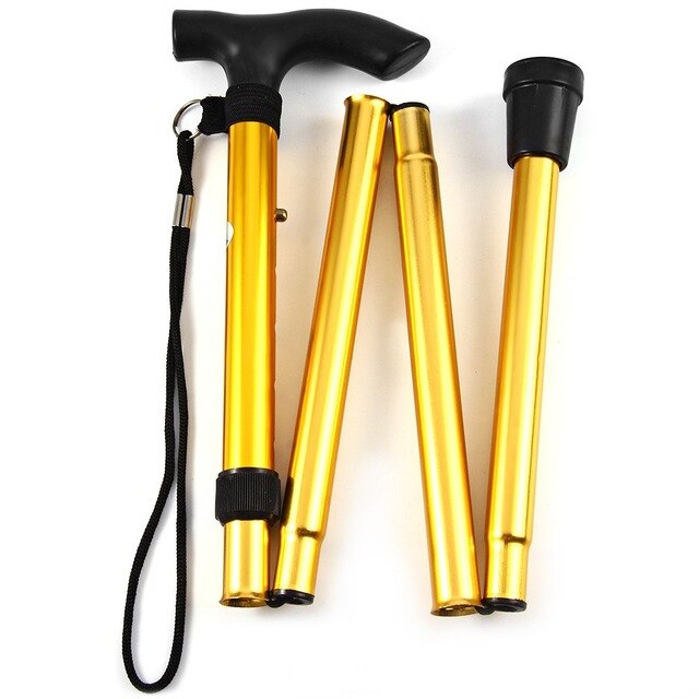 Outdoor Aluminum Alloy Folding Rod Hand Stick Walking Hiking Climbing Sticks Trekking Trail Crutch Ultralight Adjustable Canes