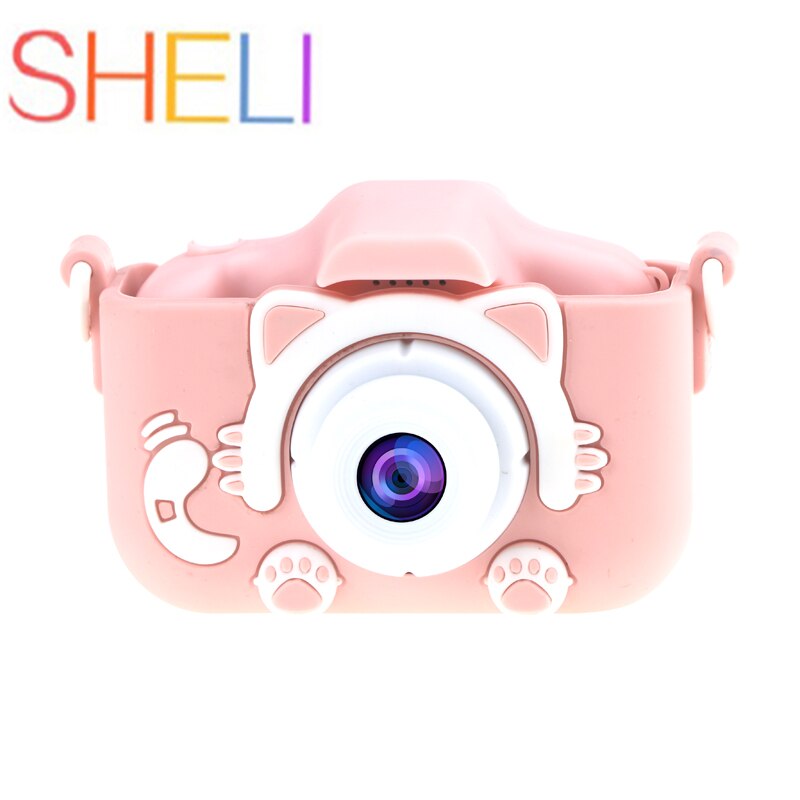 Sheli kindercamera speelgoed schattige camera oplaadbare digitale camera mini scherm baby speelgoed educatief speelgoed buiten baby: Roze kat
