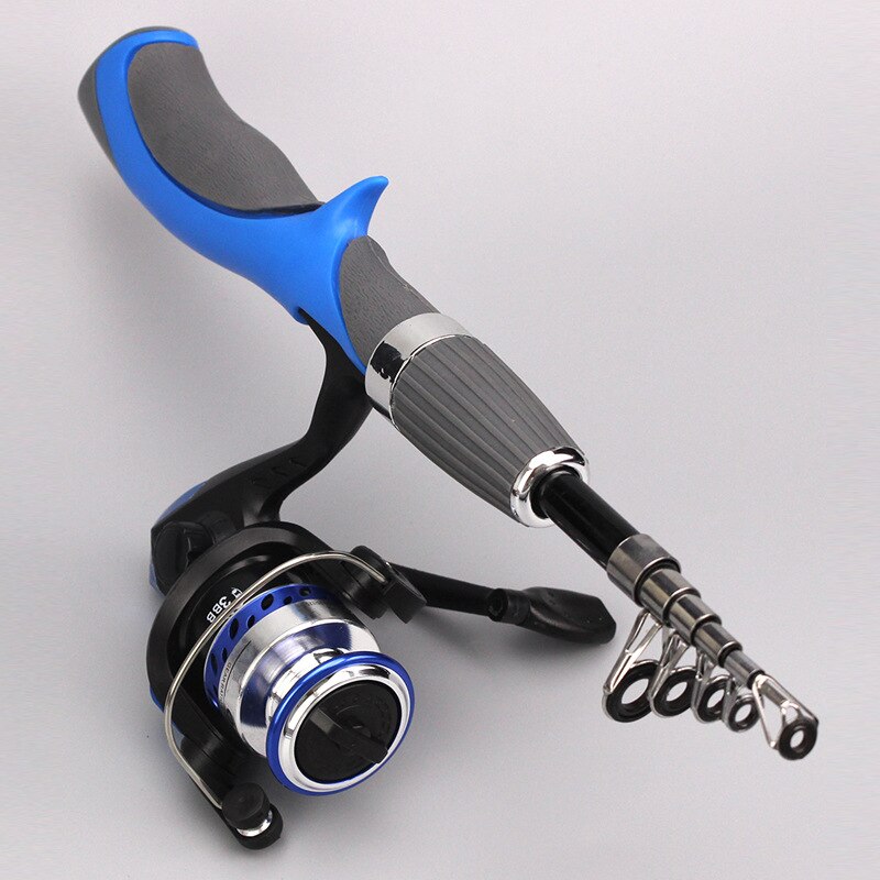 Carbon Fiber Rod Carbon Fiber Rod Superhard Boat Ice Fly Lure Fishing Rod With Fishing Reel Fishing Tackle set 1.4: blue 2