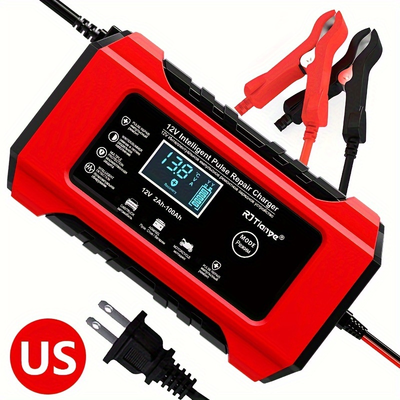 12V 6A Intelligentes Impuls-Reparatur-Batterieladegerät mit LCD-Display für Auto, Motorrad, SUV: Brown