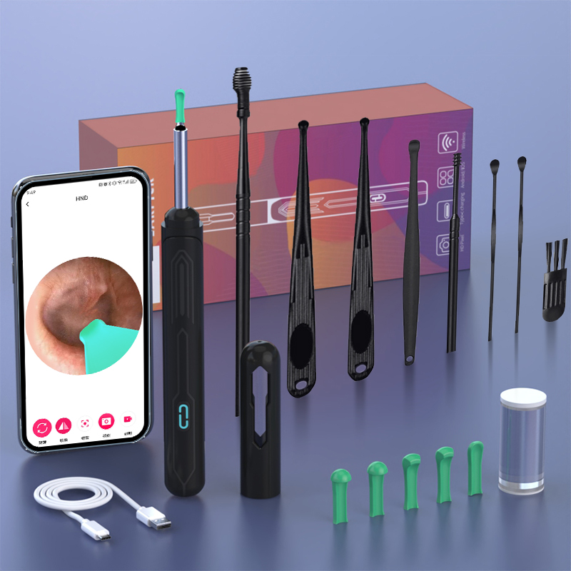 Limpiador de oídos con cámara, palos para los oídos HD, otoscopio, carga USB C, endoscopio, herramienta de eliminación de cera, palillo para los oídos, juego de limpieza de oídos NK3 Pro: YELLOW