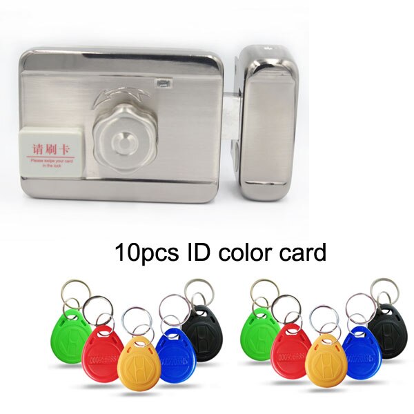 DC 12V Electronic RFID Door Gate Lock Smart Electric Strike Lock Magnetic Induction Door Entry Access Control System: lock and 10 card