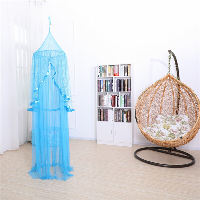 Newest Hanging Kids Baby Bedding Dome Bed Canopy Cotton Mosquito Net Bedcover Curtain For Baby Kids Reading Playing: Blue