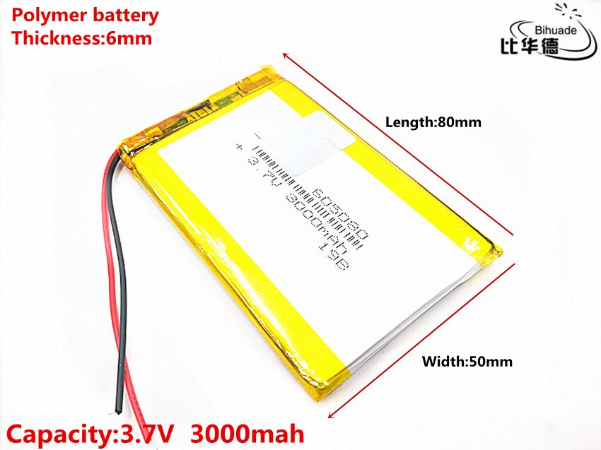 3.7V 3000Mah 605080 Lithium Polymeer I Ion Oplaadbare Batterij Voor Bluetooth Speaker Luchtreiniger Handheld Schoonheid Instrument: Default Title