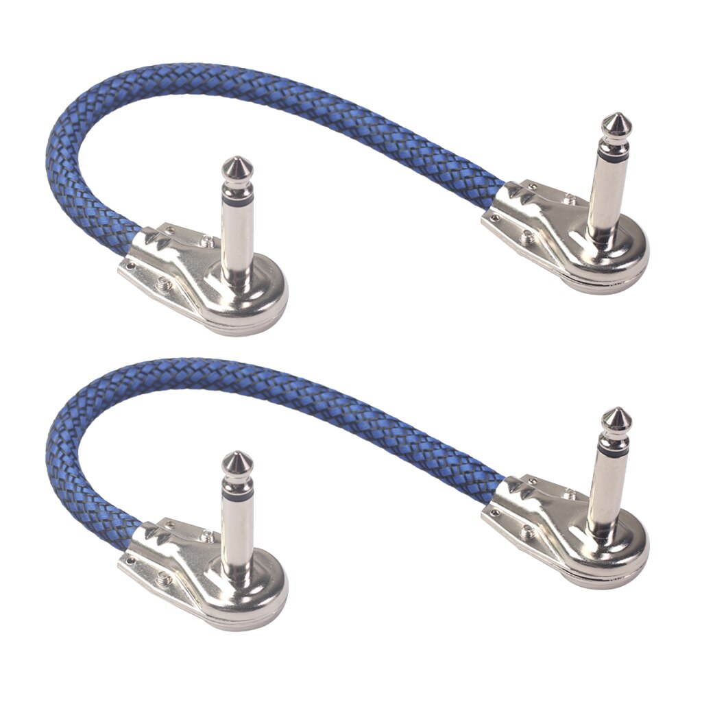 Guitar Patch Cable Right Angle 20cm 6.35mm Plug Cables For Effect Blue