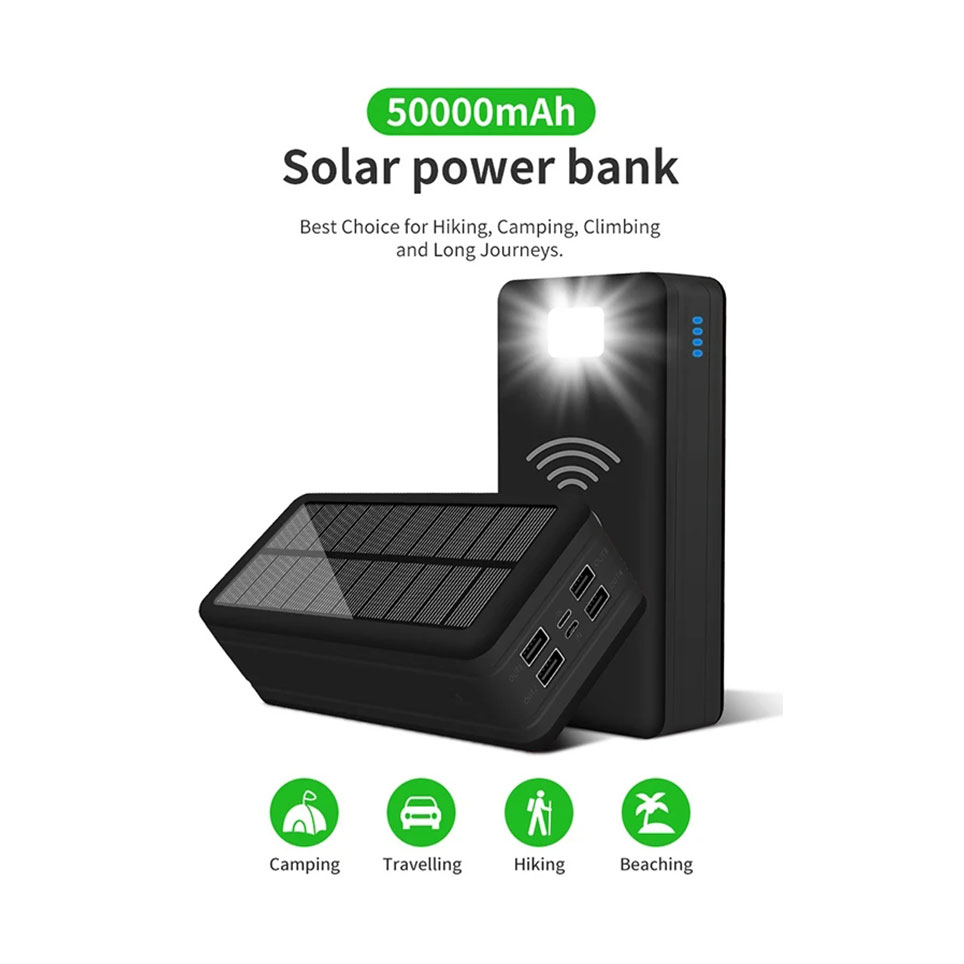 Solar Power Bank 10000mAh Solar Charging Mobile Phone Wireless Charging Large Capacity Battery External Battery Fast Charging