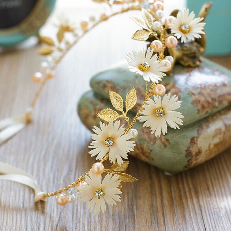 Braut Hochzeit Stirnband Perle Strand Party Krone modisch Kopfschmuck Blume Haarband Haar Schmuck Blinkt Ornamente Zubehör