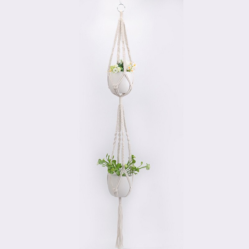100% Handmade Macrame Plant Hanger Flower /Pot Hanger For Wall Decoration Countyard Garden Hand-knitted Hanging Home Decoration: NO7