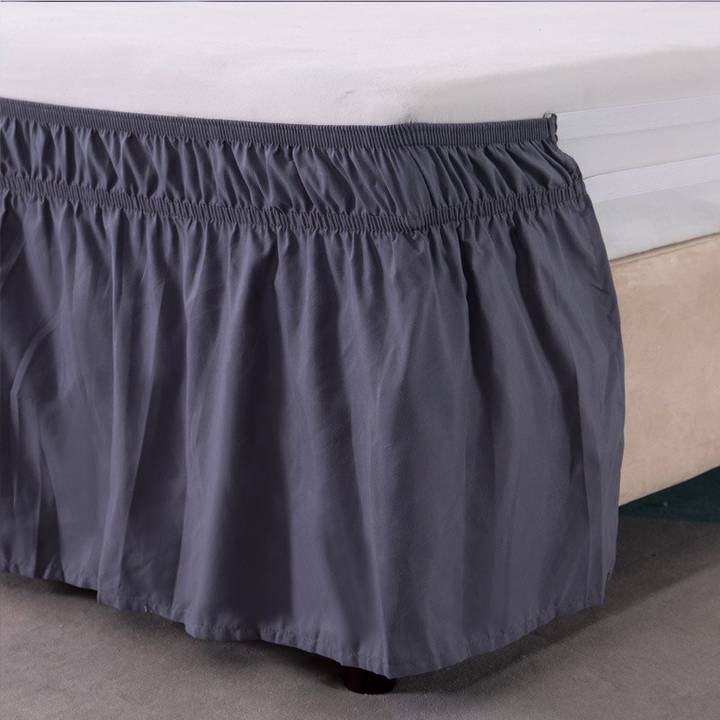 Wrap Around Ruffled Bed Skirt with Adjustable Elastic Belt Wrinkle Free Bedskirt Dust Ruffles, Bed Frame Cover Queen King Size