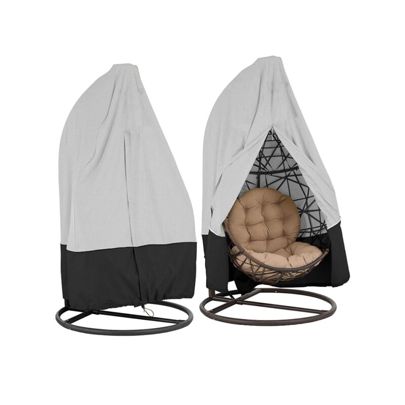 Outdoor Hanging Hammock Swing Chair Stand Seat Cover Patio Garden Chair Cover Waterproof Leisure Swing Chair Protactor Cover: Grey Black / Double Chair