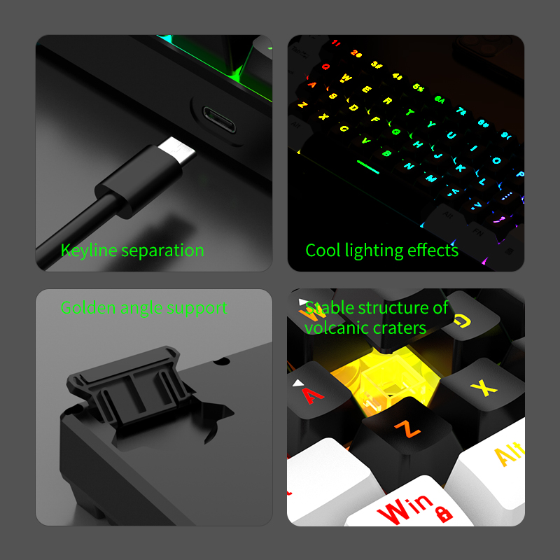 60% Compact Mechanical Keyboard - 61 Keys Wired RG... – Grandado