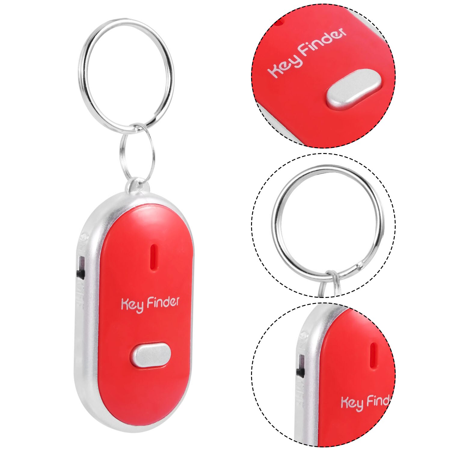 LED Whistle Key Finder Flashing Beeping Sound Control Alarm Anti-Lost Keyfinder Locator Tracker with Keyring