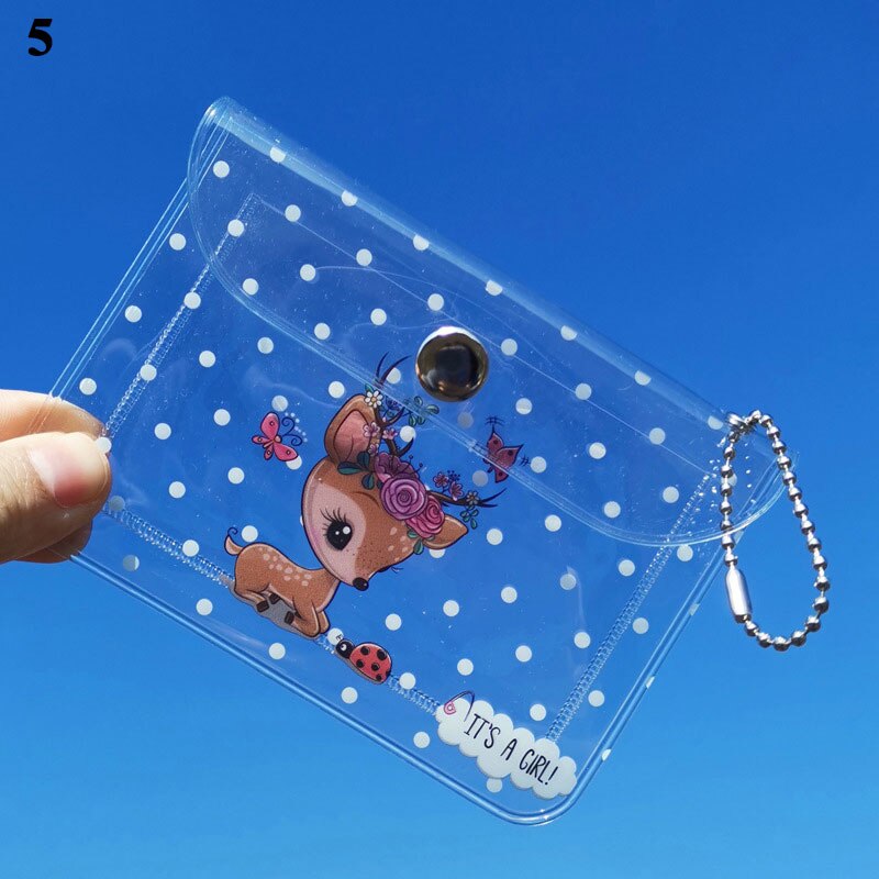 Monedero transparente Kawaii de Corea, bolsa de maquillaje, organizador de tarjetas de almacenamiento, tarjetero de identificación, billetera: 11.5x8.2cm G