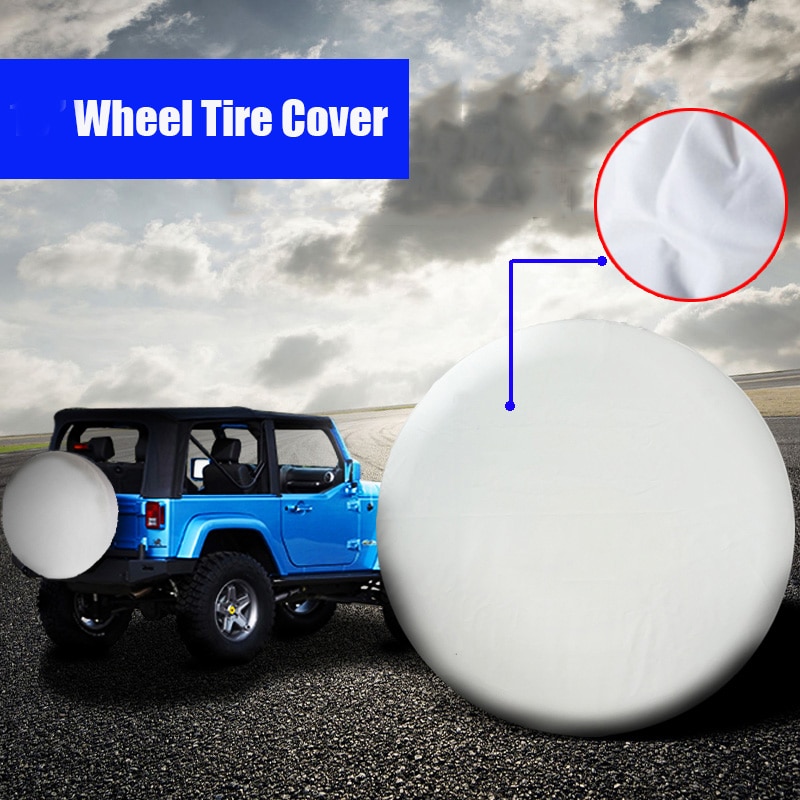 White Car 4X4 Spare Wheel Tire Covers Tyre Cover 13" 14" 15" 16" 17"