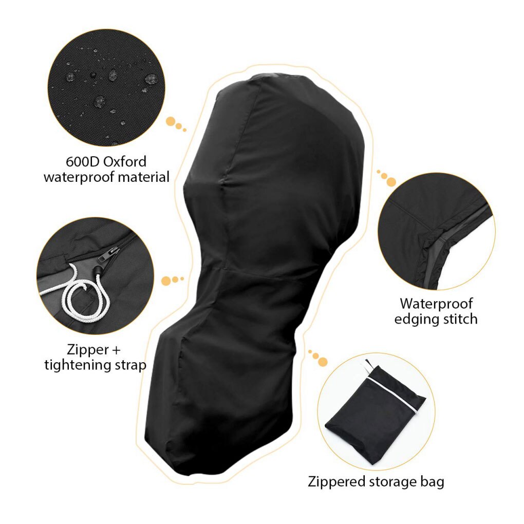 Outboard Motor Full Cover PVC Coating Oxford Waterproof Boat Motor Engine Cover - 6-15HP