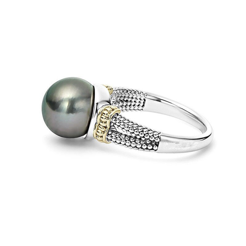 S925 Silver Pearl Ring for Women Bizuteria Wedding Anillos De diamond Gemstone silver 925 jewelry Grey Pearl Ring women