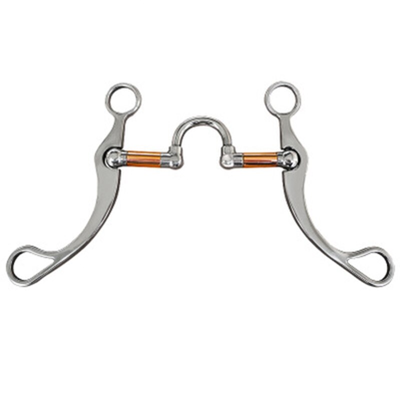 Stainless Steel Snaffle Bit Horse Bits Western Snaffle Bits for Horses Coronet Mouth Training Bit with Copper Port: Default Title
