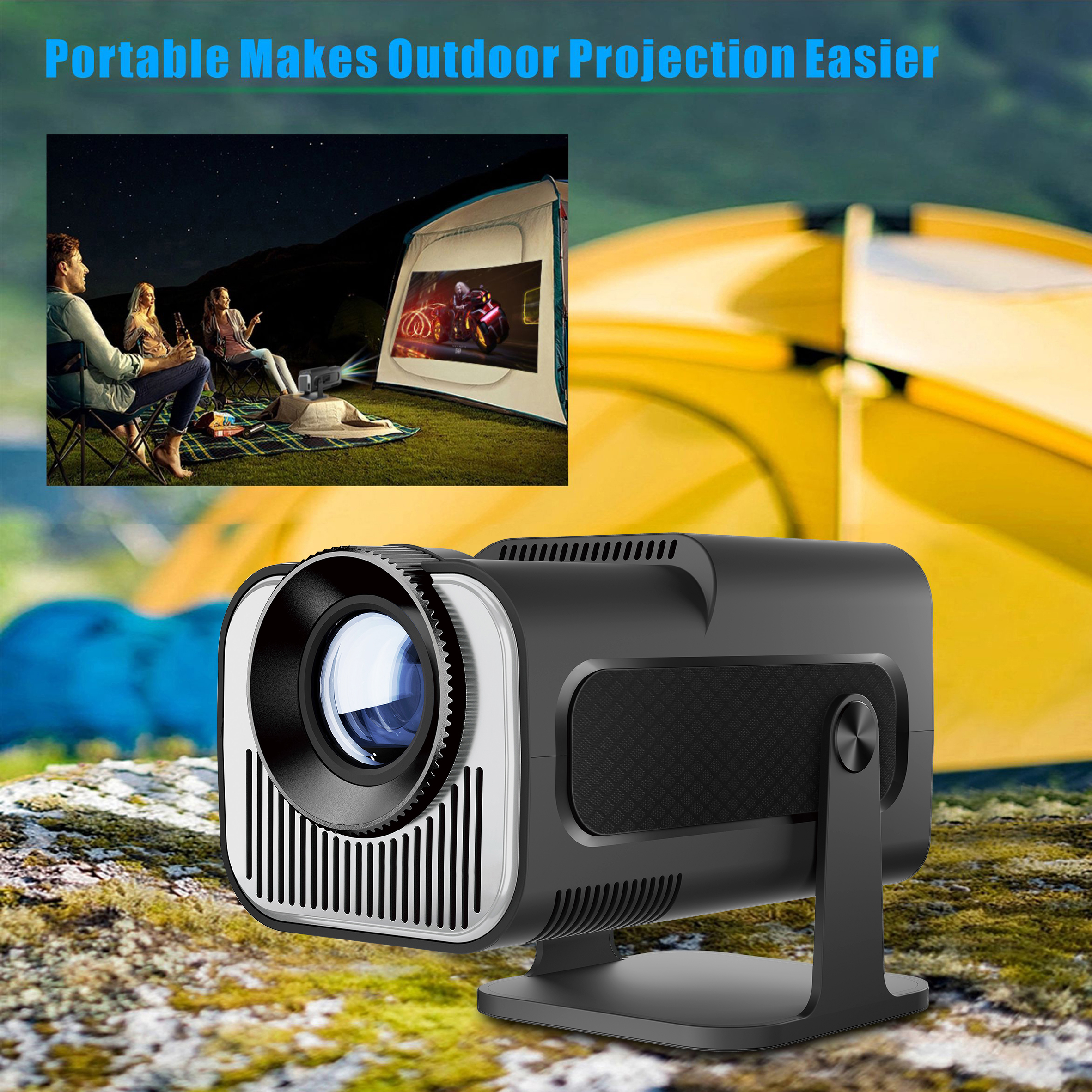 HY320Mini 720P Android 11 4K Heimprojektor 320ANSI Dualband Wifi6 Wireless 5.0 Cinema Outdoor Portable 180 ° Rotierender Projektor