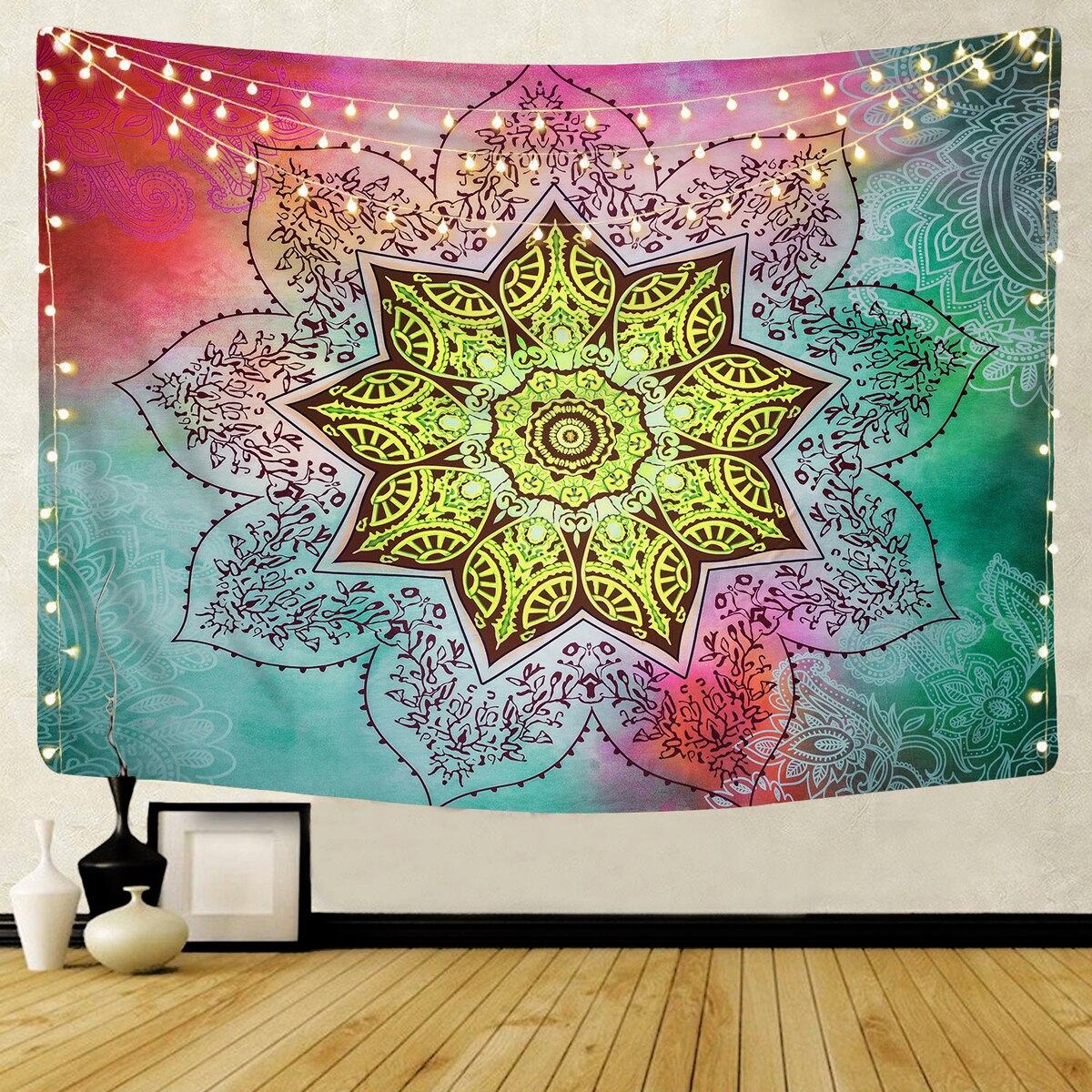 Mandala mönster gobeläng vägghängande gobeläng psykedlic filt strand hippie överkast bakgrund heminredning