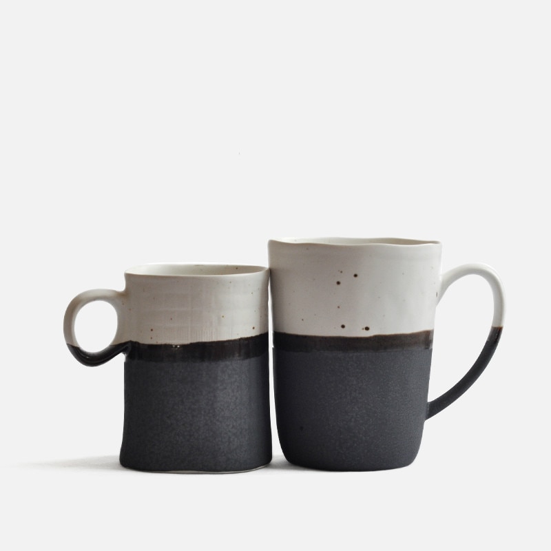 Drikkekrus i retro japansk stil keramisk keramikk kaffe melk te krus kopp med håndtak hvitt blekk par kopp
