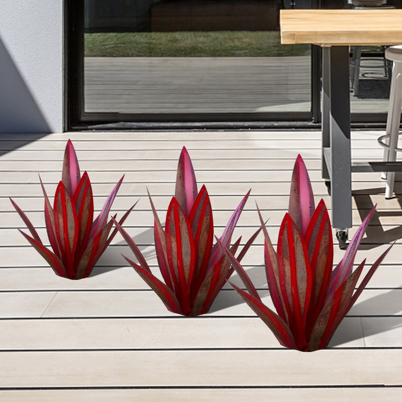 31cm Diy Art Tequila Rustic Sculpture Garden Decoration Outdoor Yard Sculpture Home Decor, Tuin Decoratie, Jardin, 9 Leaves