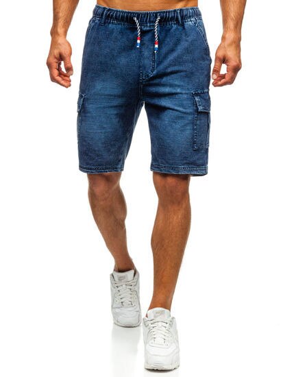 Mænds bomuld tynde denim ruched korte bukser sommer mænd afslappet lavtaljede korte jeans shorts stretch bukser: Som billede / S