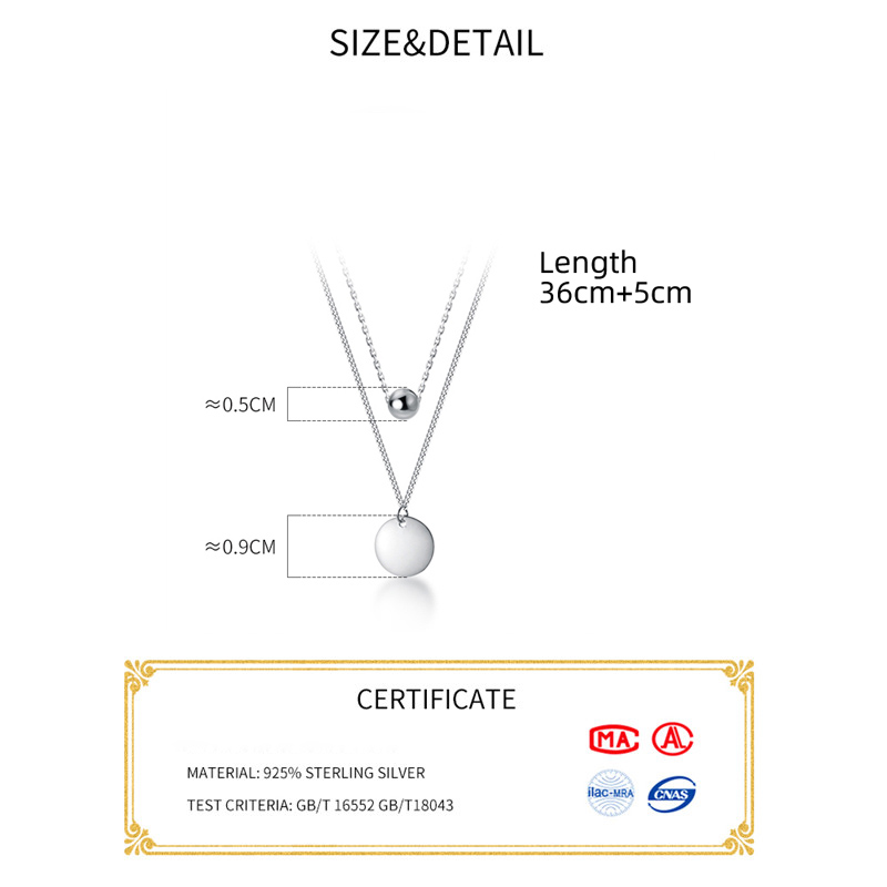 La Monada Vrouwen Ketting 925 Zilveren Kettingen Vrouw Op De Hals Wafer Bal Twee Layer Fijne Sieraden Voor Vrouwen ketting Zilveren Meisjes