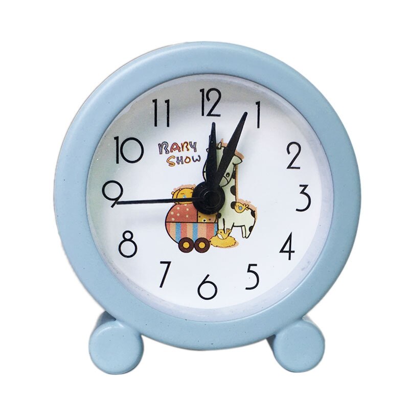 1PCs Cute Cartoon Mini Metal Alarm Clock Portable Electronic Adults Travel Home Bed Desk Clock Decor Alarm Clock: Blue