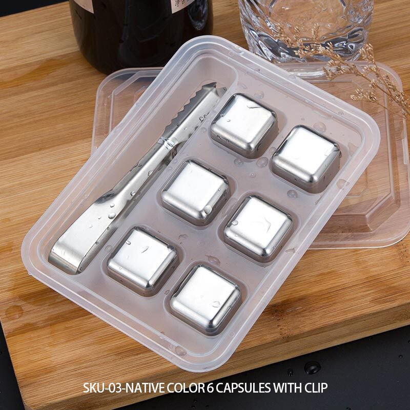 Rvs Ice Cubes, Herbruikbare Chilling Stones Voor Whiskey Wijn, Houd Je Drankje Koud Langer Ijs Deeltjes: 3