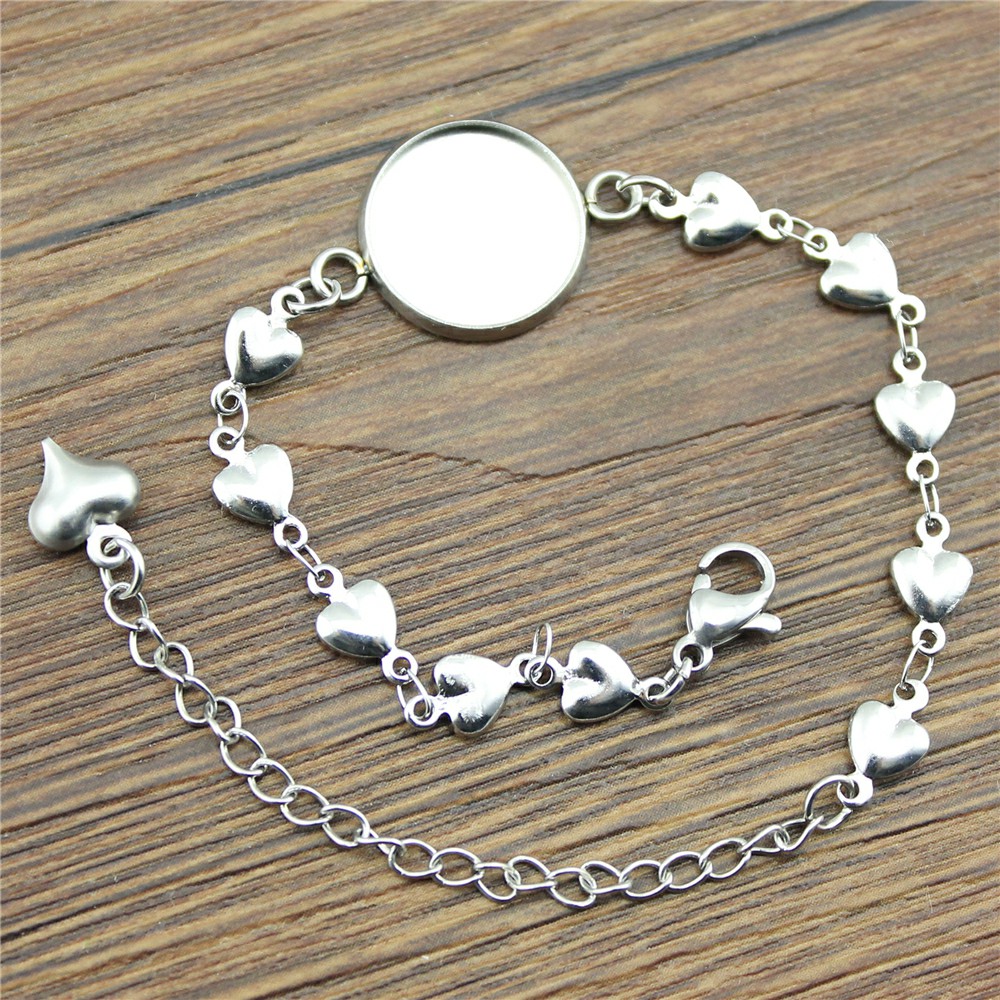 WYSIWYG 2 sztuk 10 style Fit 12/14/16/18/20mm okrągłe szkło Cabochon ze stali nierdzewnej serce/krzyż/wygięty kształt bransoletki i łańcuszki na rękę