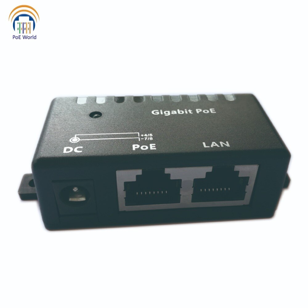 Poe world gigabit passiv poe injektor poe splitter vægmontering netværk poe patch panel med 2.1*5.5mm dc stik