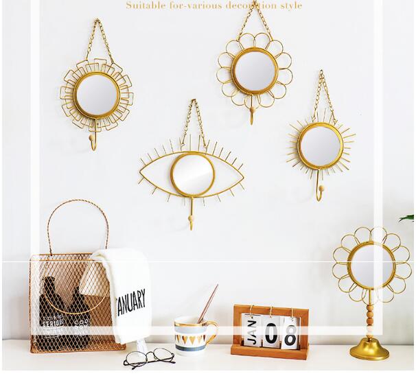 1pc scandinavische make-up kaptafelspiegels haak hangende wandspiegel vrouwen schoonheid make-up spiegels slaapkamer decor opbergrek plank  jl 241