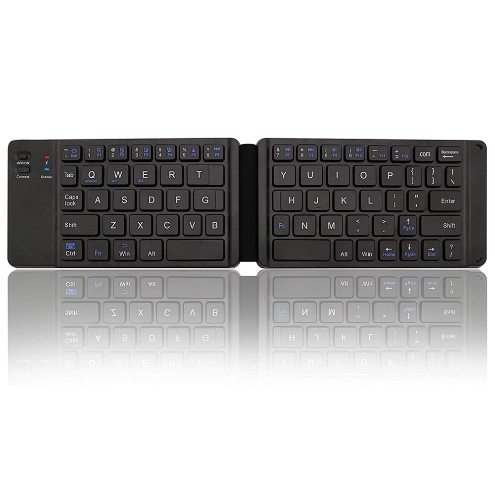 Mini Falten Bluetooth Tastatur Licht Tragbare Drahtlose Tastatur Für Smartphone Mac iOS Fenster Android Tablette Laptop mit Maus: Schwarz Klaviatur