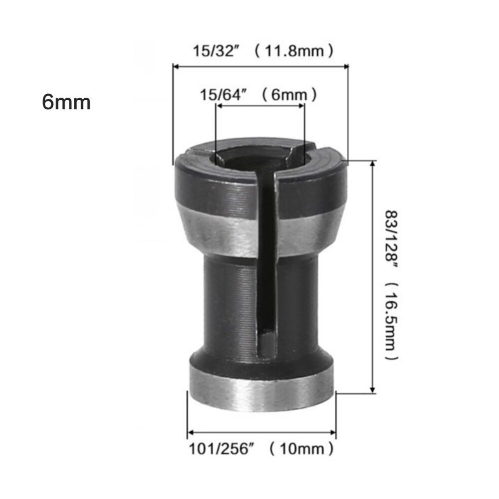 1Pc Collet Chuck Adapter Engraving Trimming Machine Electric Router 6.35mm/8mm/6mm: 6mm