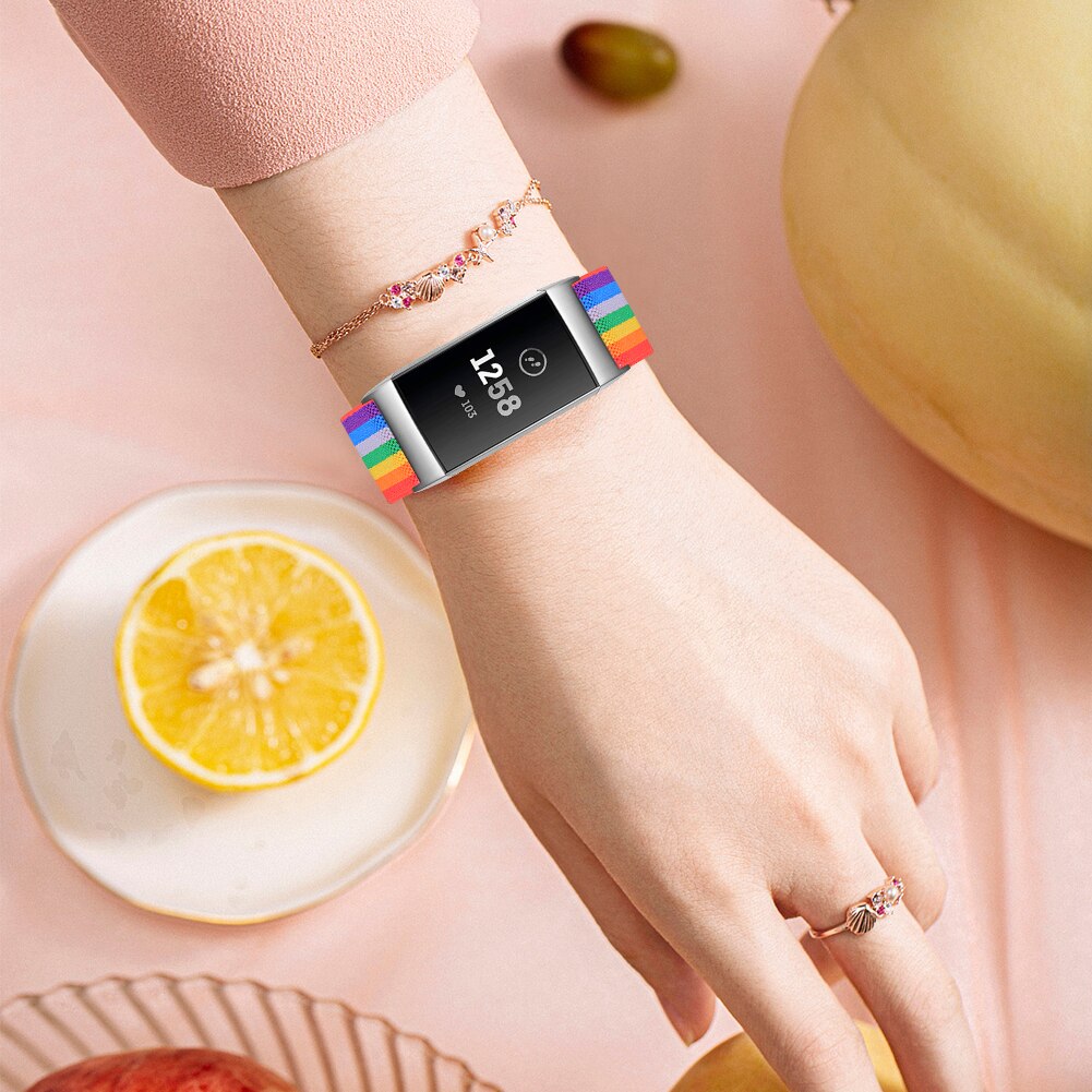 Nylon elastic band for Fitbit charge 3 2 smart watch Women Men Woven adjustable Bracelet strap for fitbit charge 4 3 accessories