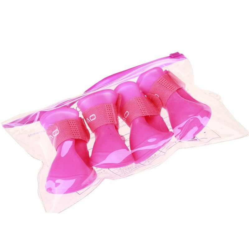 4 Stuks Waterdichte Laarzen Hond Schoenen Puppy Candy Kleuren Antislip Regen Schoenen Pet Laarzen Voor Sneeuw Regen Dag midden En Kleine Honden: pink / M