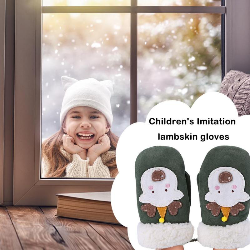 1 paio di Ragazzi di Inverno Guanti Caldi Dei Bambini Di Natale Del Fumetto Guanti Da Sci Addensare Mano Muff Mani di Protezione Del Bambino Guanti e Guanti