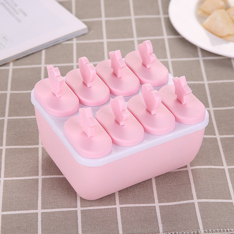 6/8 Cell Lolly Mould Tray Kitchen Ice Cube Molds Reusable Popsicle Maker DIY Ice Cream Tools Kitchen Bar Tools: square pink