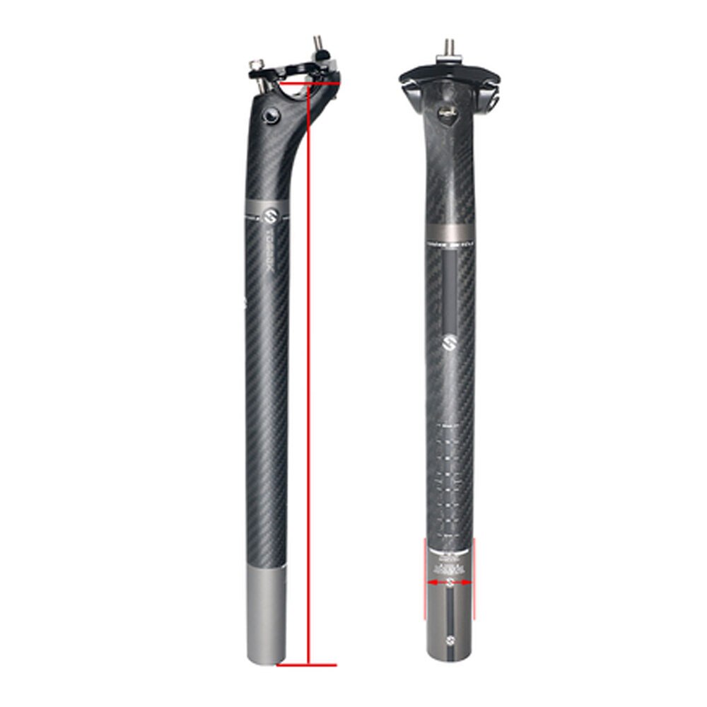 TOSEEK Full Carbon Fibre Bike Seatpost MTB Road Bicycle offset Seat Post Cycling Seat Tube 27.2/30.8/31.6 x 350/400mm Bike Parts: Gray Matte 31.6x350