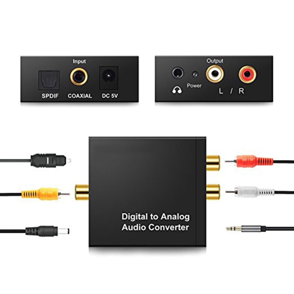 Coaxiale Optische Vezel Digitaal naar Analoog Audio Adapter 3.5MM Jack 2 * RCA Digitale Audio Analoog Converter Versterker decoder