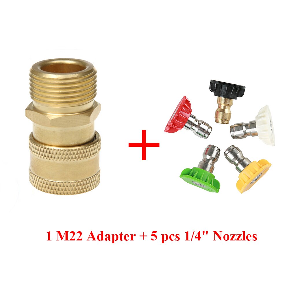 Högtryckstvättmunstycken biltvättare mässingskontakt  m22 hanadapter 1/4 " honanslutningsadaptrar: Brun