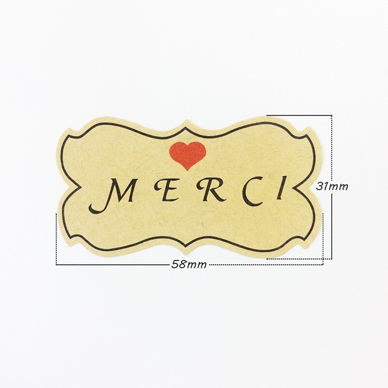 80 Stks/partij Big Size Diy Kraft Merci Seal Sticker Labels Diy Stickers Voor Wedding Party Scrapbooking Seals Labels
